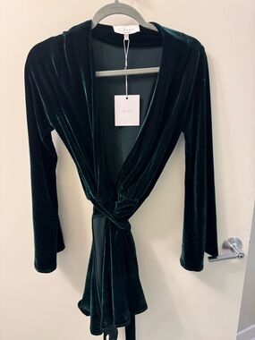 Velvet Wrap dress in Dark Green